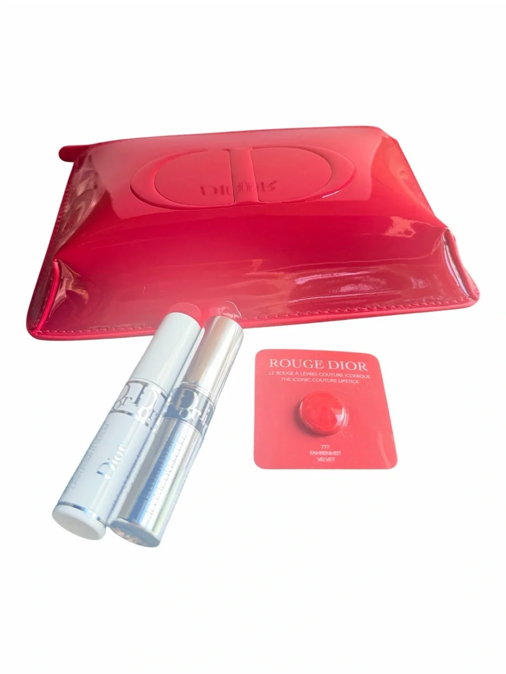 Dior Beauty Gift Set Red CD Pouch, Mascara, Lash Primer +Rouge Dior 777 NIB